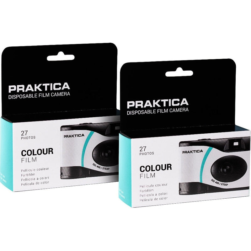 PRAKTICA Single Use Disposable Colour Film Camera with Flash - Green - Pack of 2