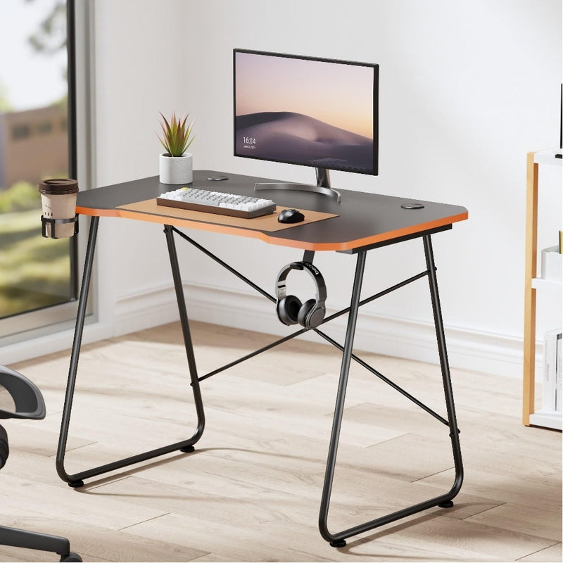 ProperAV Computer Workstation Gaming Desk Black/Orange