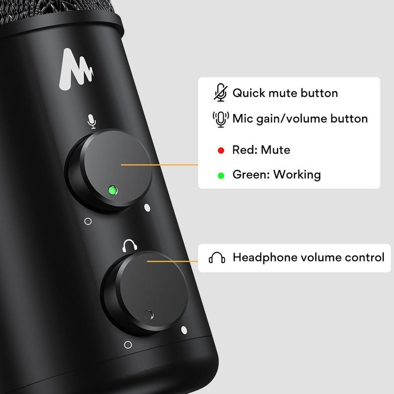 Maono Desktop USB-C Microphone Condenser Switchable Cardioid Omnidirectional Polar Pattern