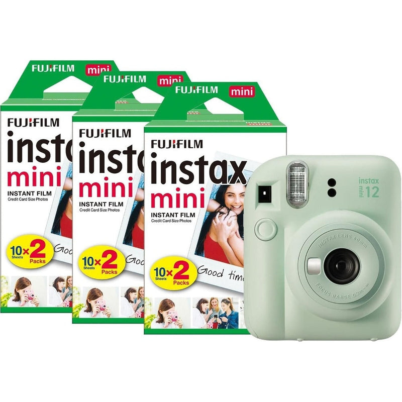 Fujifilm Instax Mini 12 Instant Camera - Mint Green - Camera & 60 Shot Pack