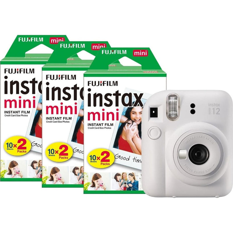 Fujifilm Instax Mini 12 Instant Camera - Clay White - Camera & 60 Shot Pack