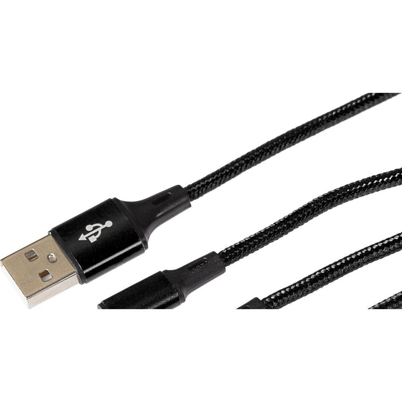 Maplin USB-A to 3-in-1 Multi-Charging USB-C / Lightning / Micro USB Braided Cable - Black