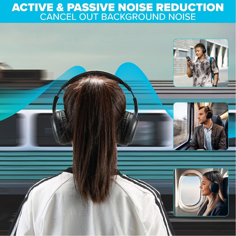 Maplin Wireless Headphones Bluetooth V5.3  Noise Cancelling Black