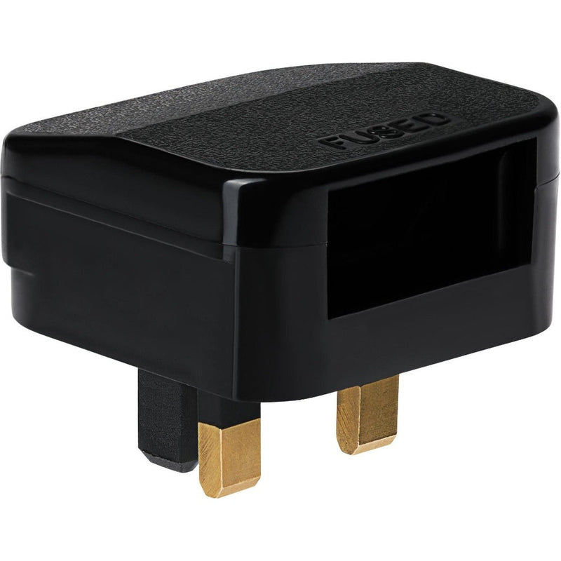 Maplin Euro 2 Pin Plug to UK Mains Plug Converter with 5 Amp Fuse & Screw Cover - Black