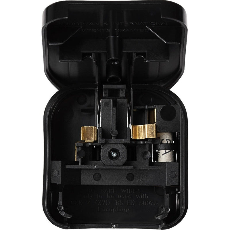 Maplin Euro 2 Pin Plug to UK Mains Plug Converter with 5 Amp Fuse & Screw Cover - Black