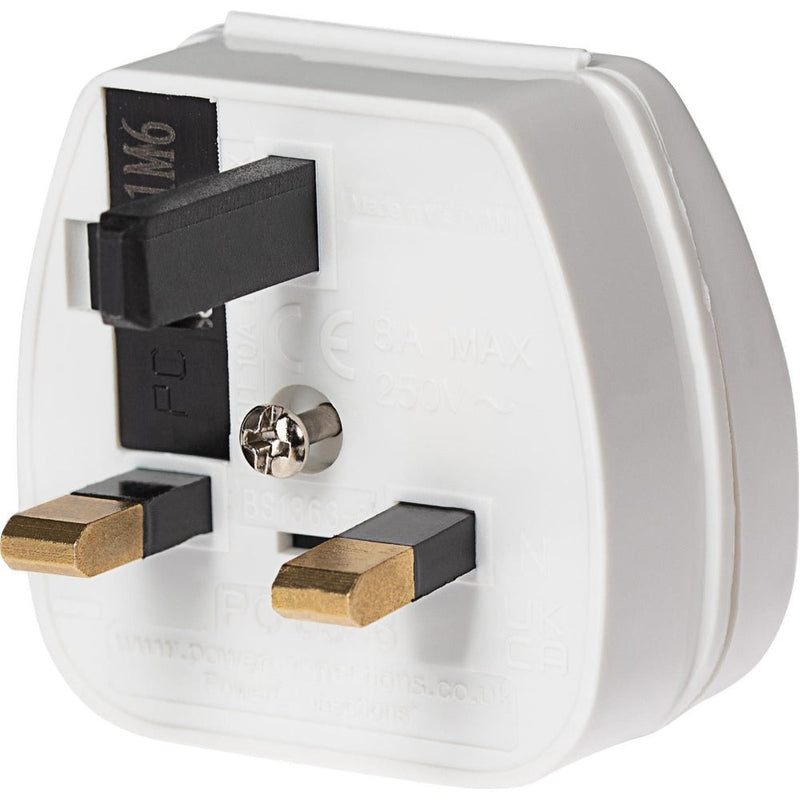 Maplin Euro 2 Pin Plug to UK Mains Plug Converter with 5 Amp Fuse & Screw Cover - White