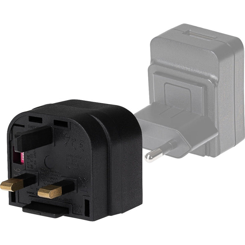 Maplin 2 Pin Mains Plug to UK 3 Pin Mains Plug Converter 3 Amp Fuse Black
