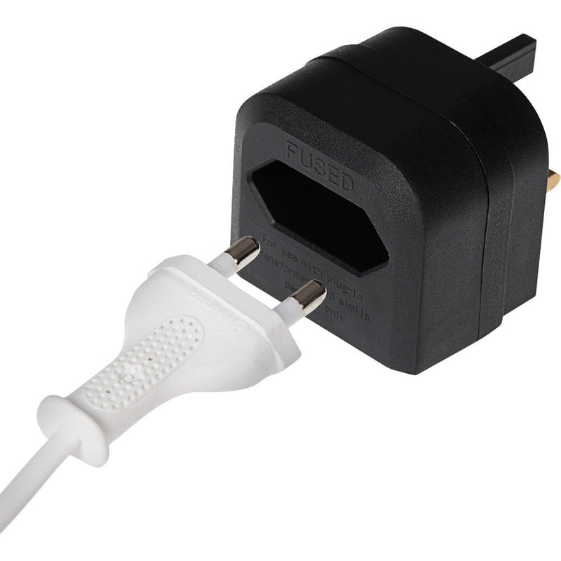 Maplin 2 Pin Mains Plug to UK 3 Pin Mains Plug Converter 3 Amp Fuse Black