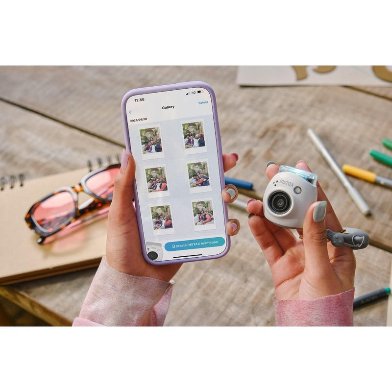 Fujifilm Instax PAL Digital Camera with Link Wide Printer Bundle - Ash White