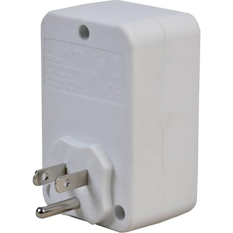 Maplin UK to US Travel Adapter Plug with 2x USB-A - White