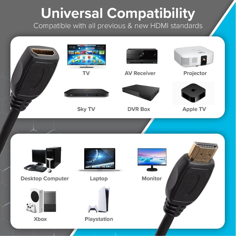 Maplin HDMI Male to HDMI Female 4K Ultra HD Extension Cable 3m Black