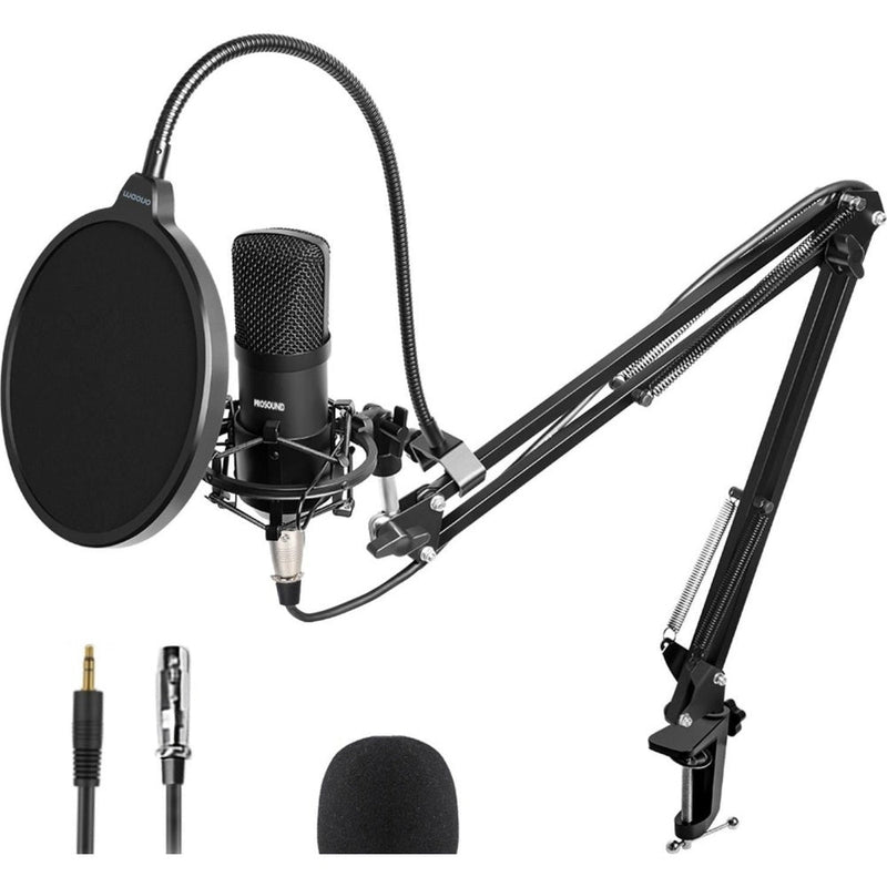 ProSound XLR to 3.5mm Microphone with Boom Arm Kit Condenser Cardioid Polar Pattern