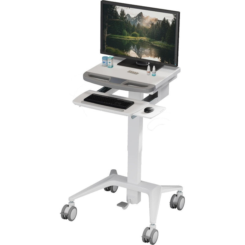 ProperAV Mobile Workstation Trolley Cart - Pneumatic Height Adjustment
