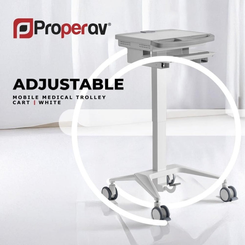 ProperAV Mobile Workstation Trolley Cart - Pneumatic Height Adjustment