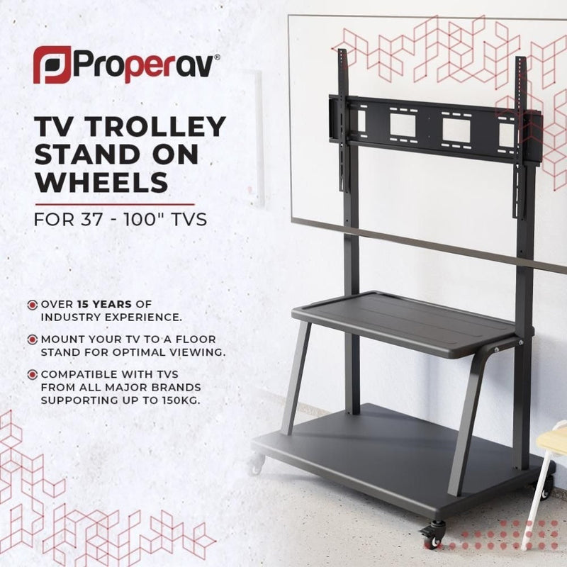 ProperAV TV Stand on Wheels for 37"-100" Max Load 150kg Max VESA 800-600mm