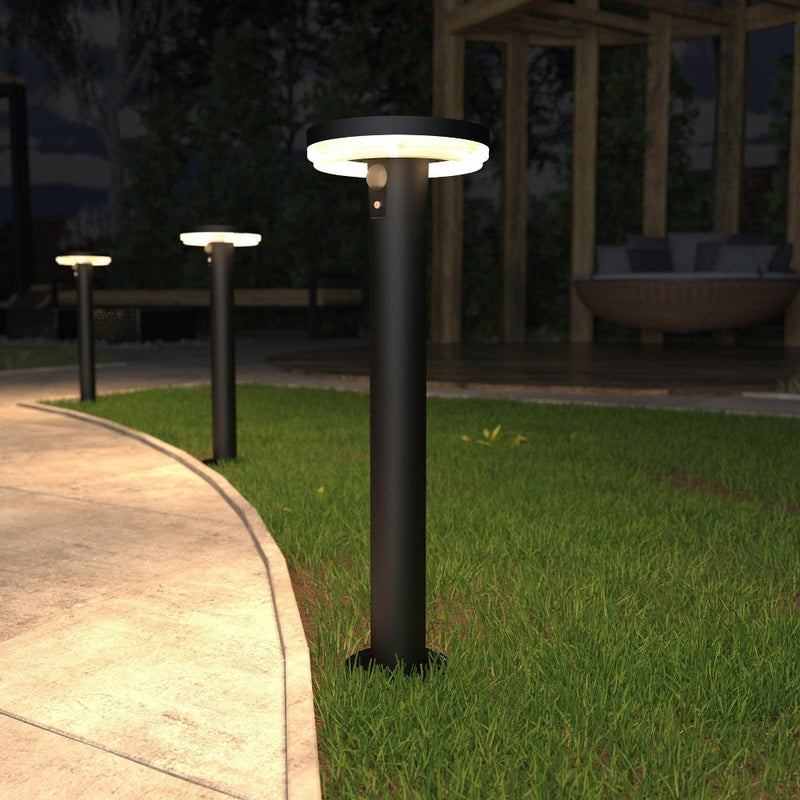 4lite Antheia Solar IP54 Die-Cast Aluminium LED Outdoor Bollard Light with Built in PIR Motion Sensor - Pack of 2
