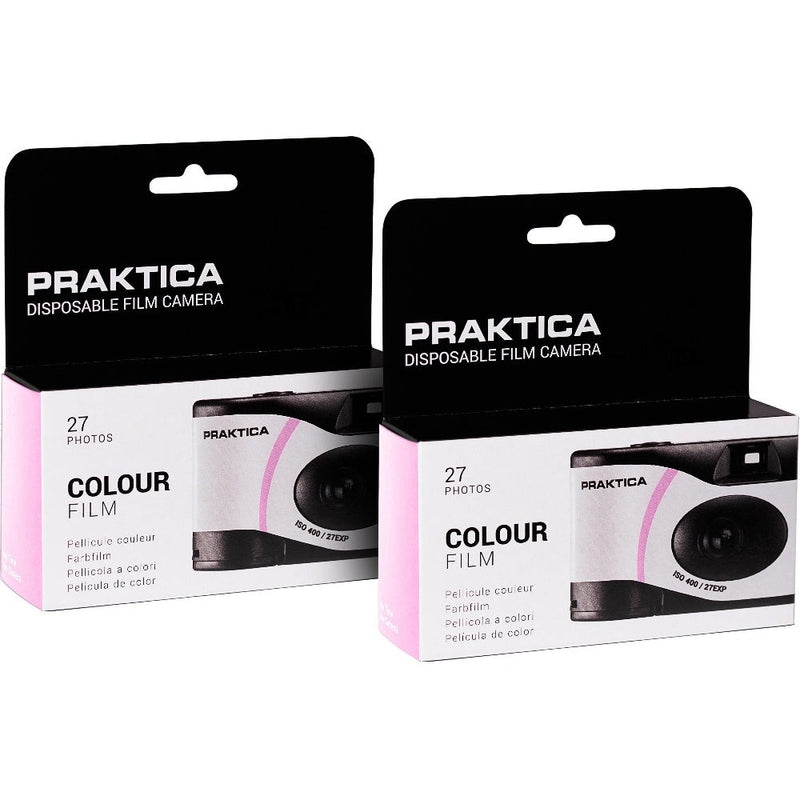 PRAKTICA Single Use Disposable Colour Film Camera with Flash - Pink - Pack of 2