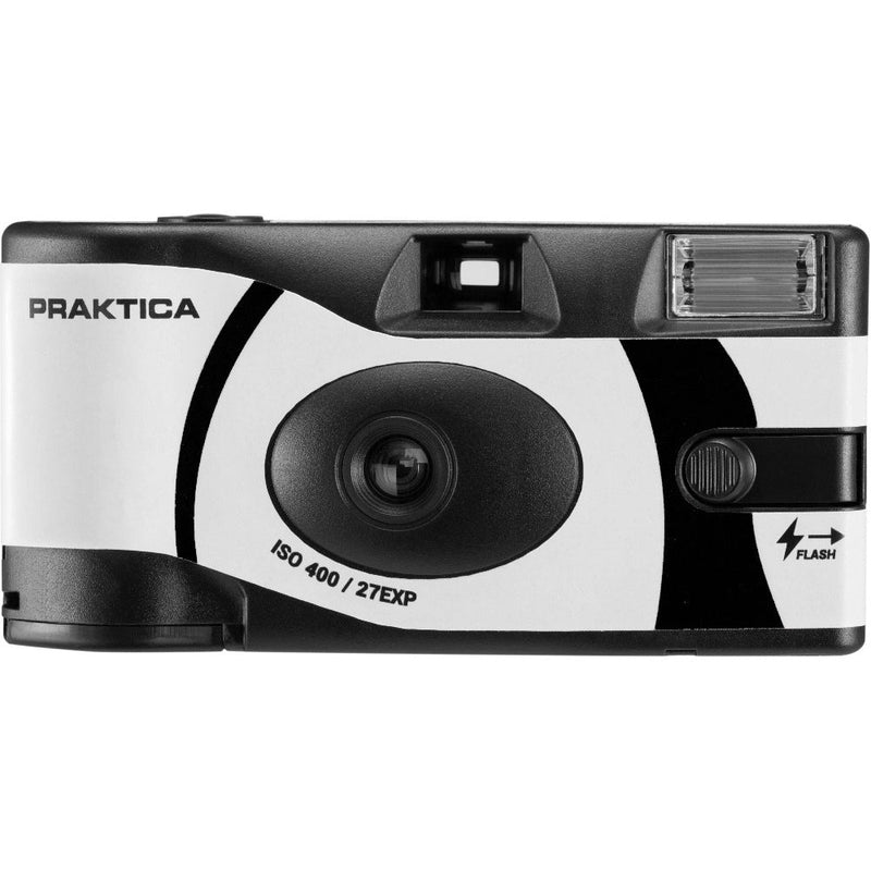 PRAKTICA Single Use Disposable Black & White Film Camera with Flash - Black - Pack of 2