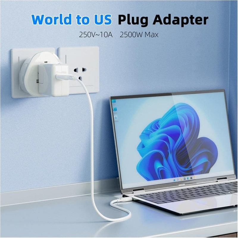 Maplin US Plug to Worldwide Socket Travel Adapter 250V 13A - White