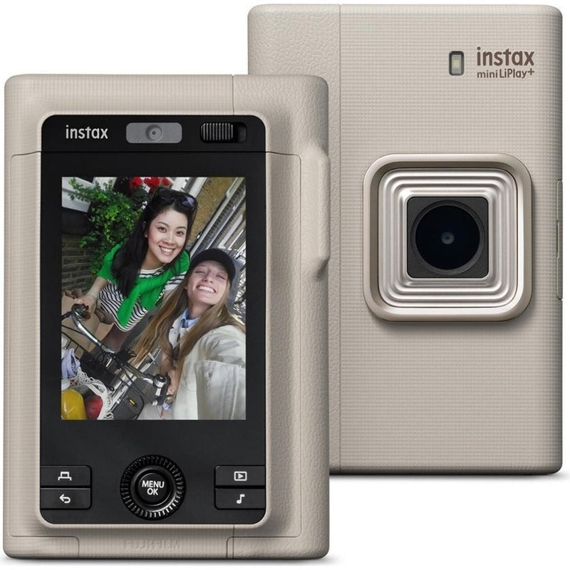 Fujifilm Instax Mini LiPlay Plus Hybrid Instant Camera - Beige - Camera & 20 Shot Pack