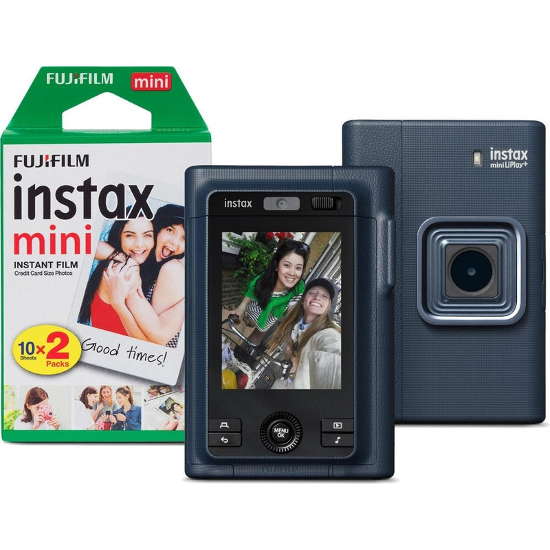 Fujifilm Instax Mini LiPlay Plus Hybrid Instant Camera - Navy - Camera & 20 Shot Pack