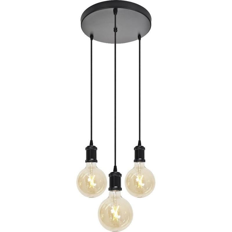 4lite Decorative 3 Light Circular Ceiling Pendant (Bulbs Not Included) - Black