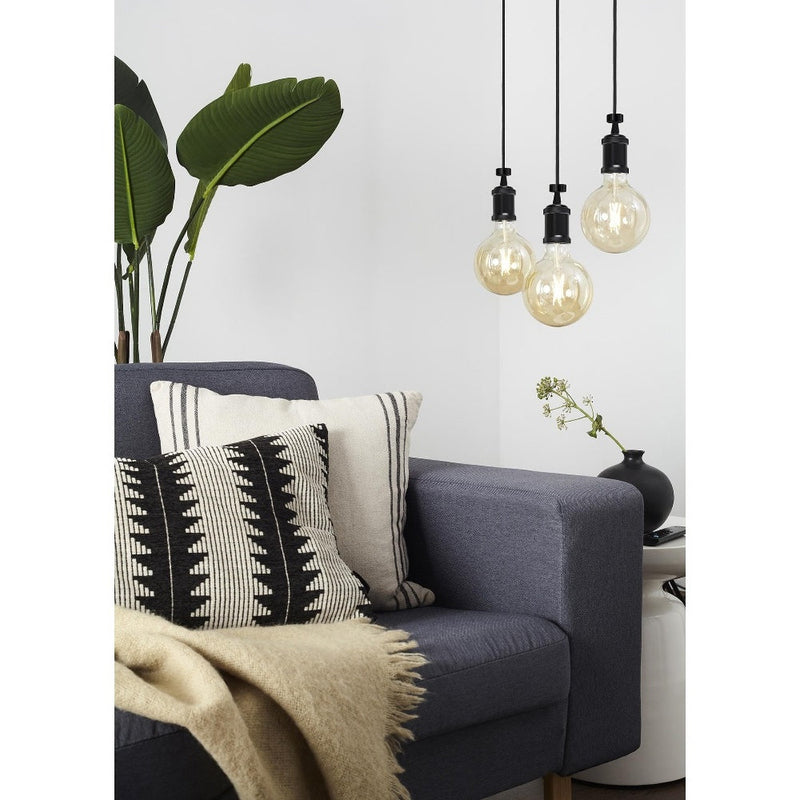 4lite Decorative 3 Light Circular Ceiling Pendant (Bulbs Not Included) - Black