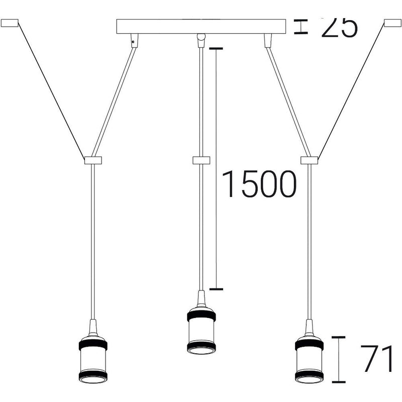 4lite Decorative 3 Light Circular Ceiling Pendant (Bulbs Not Included) - Black
