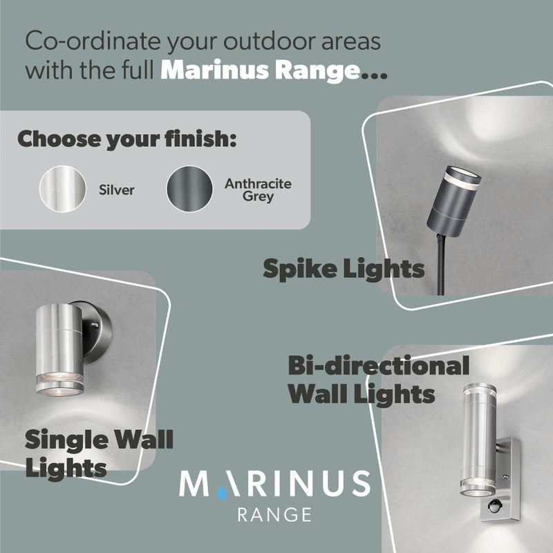 4lite Marinus GU10 Single Direction Outdoor Wall Light without PIR - Anthracite - Single