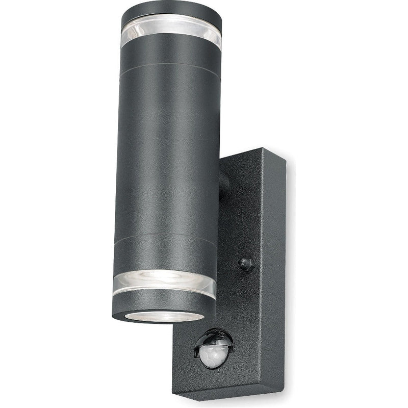 4lite Marinus GU10 Bi-Directional Outdoor Wall Light with PIR - Anthracite - Single