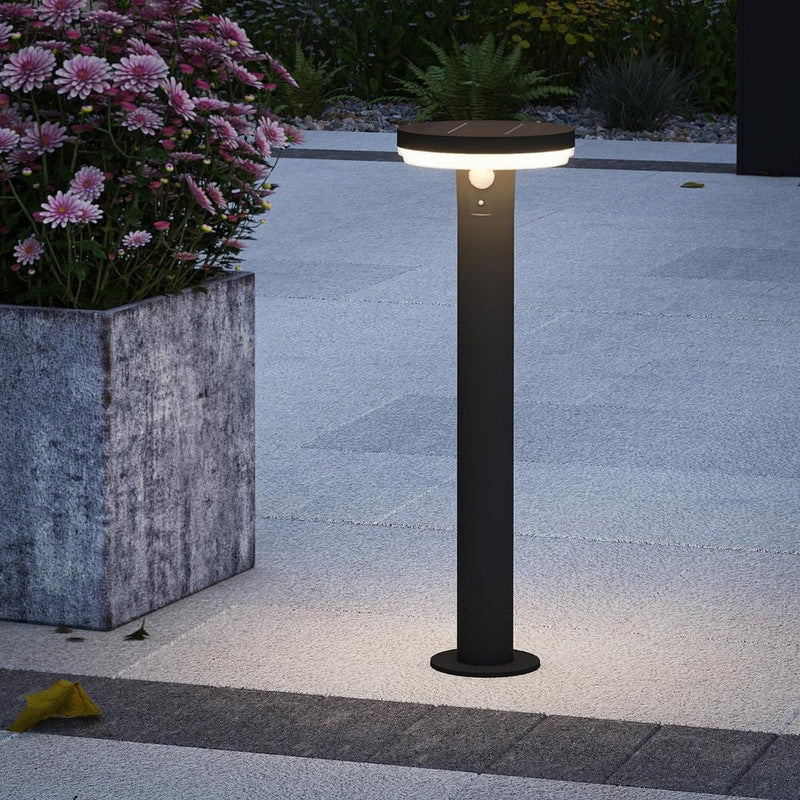 4lite Antheia Solar IP54 Die-Cast Aluminium LED Outdoor Bollard Light with Built in PIR Motion Sensor - Single