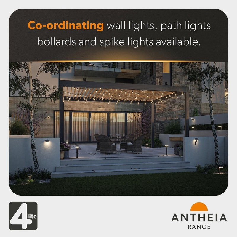 4lite Antheia Solar IP44 Festoon Outdoor String Lights with 10x Warm White LED Bulbs - 3m