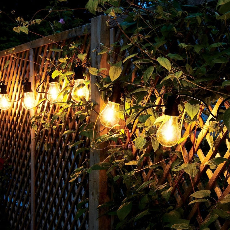 4lite Antheia Solar IP44 Festoon Outdoor String Lights with 10x Warm White LED Bulbs - 5m