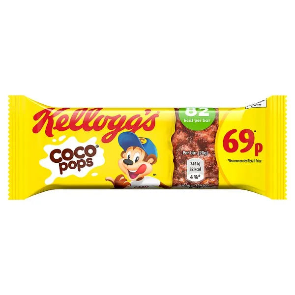 25 x Kelloggs Coco Pops Cereal & Milk Bar - 20GM