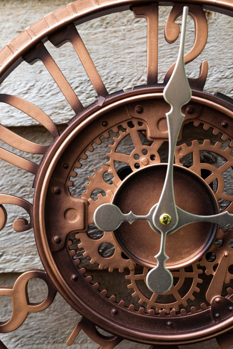 Vintage Style Bronze Round Wall Clock with Arabic Numerals