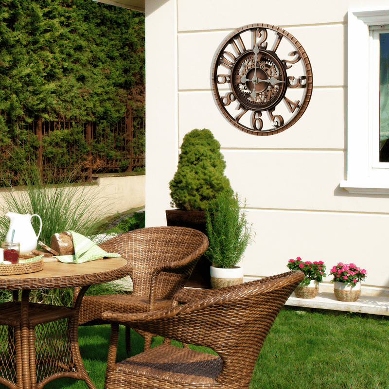 Vintage Style Bronze Round Wall Clock with Arabic Numerals