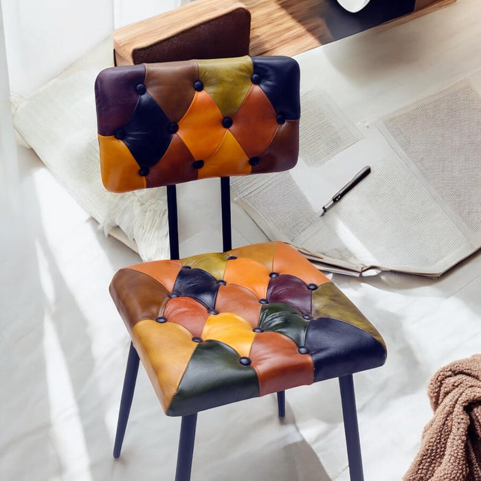 85CM LEATHER CHAIR  Harlequin diamond pattern