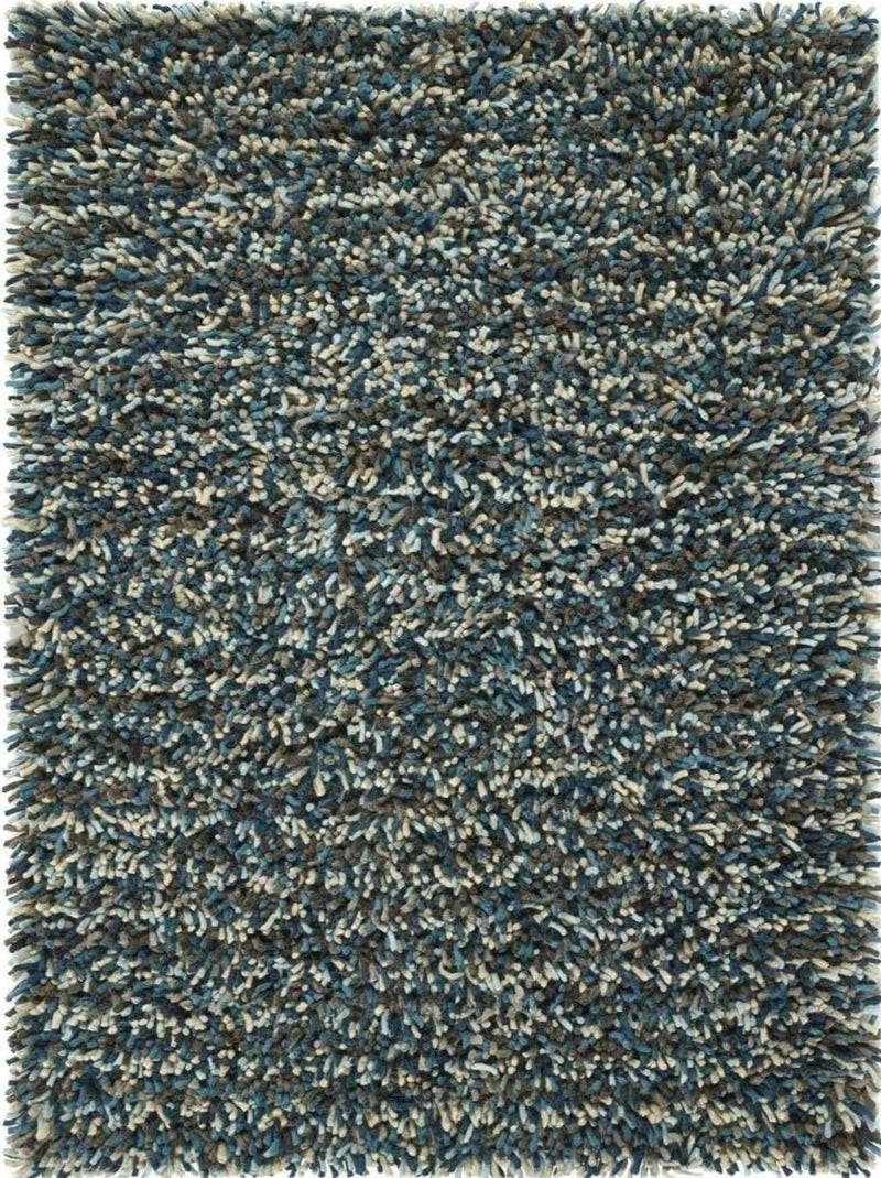 Rocks Blue Shaggy Pile Wool Rug