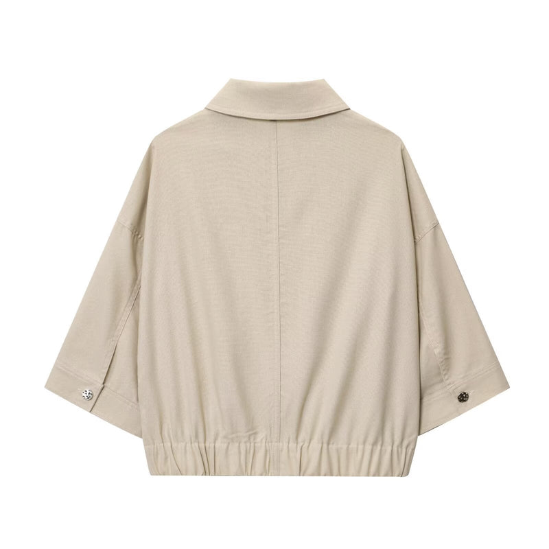 Women's New Ramie Blend Zip Jacket