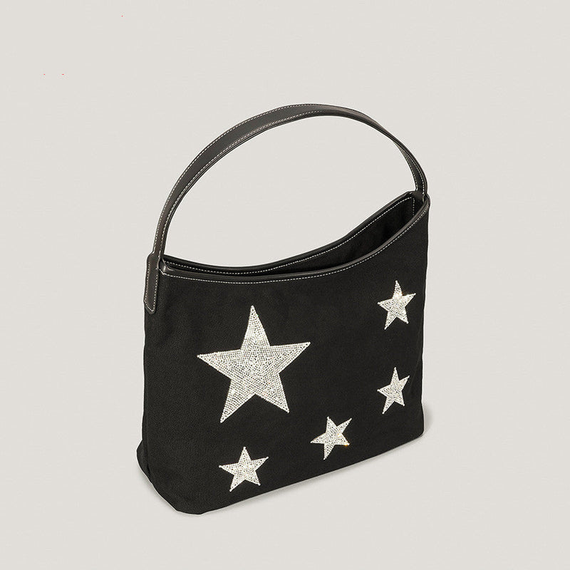 Retro Five-pointed Star Rhinestone Tote Bag For Women