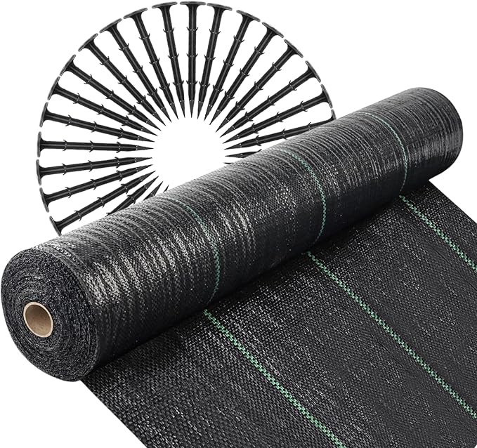 50m Weed Control Fabric Membrane Ground Sheet with 50 Pegs