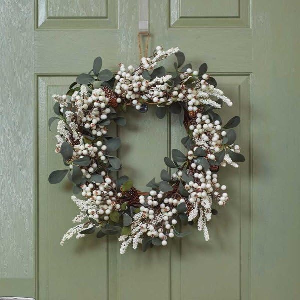 60cm White Berry & Eucalyptus Winter Wreath