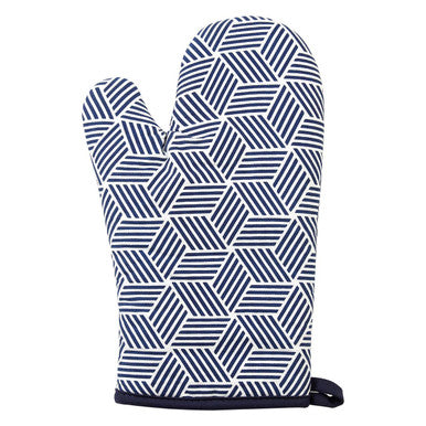 White Blue Single Oven Glove | Modern Retro