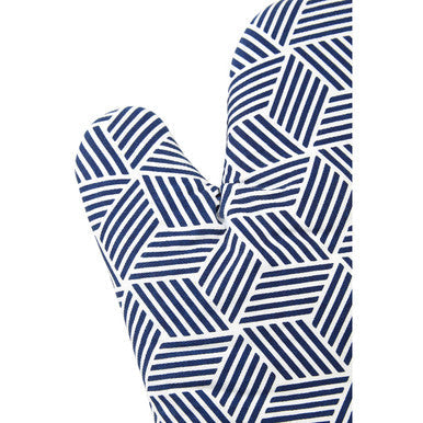 White Blue Single Oven Glove | Modern Retro