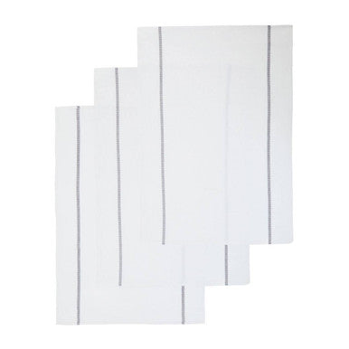 Set of 3 White and Grey Violet Waffle Tea Towels | Doro