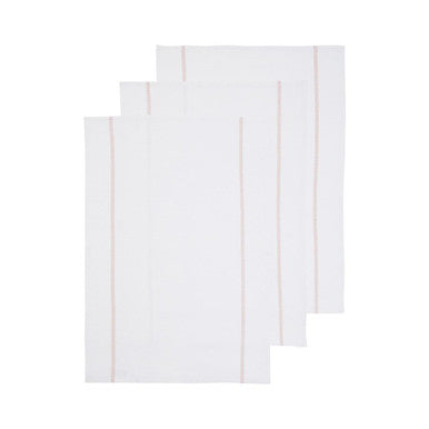 Set of 3 White and Almond Waffle Tea Towels | Doro