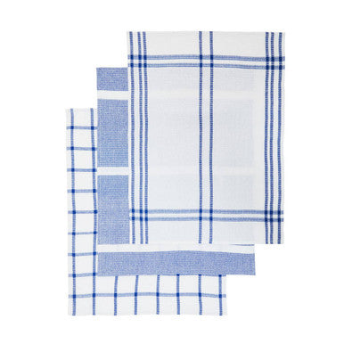 Set of Three Waffle Blue and White Tea Towels | Doro