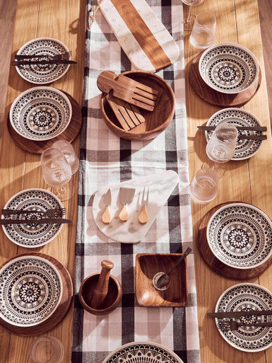 Grey and Black Check Tablecloth | Thread and Loom