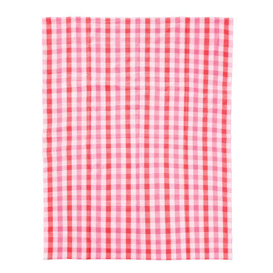 Pink and Poppy Red Check Tablecloth | Thread and Loom