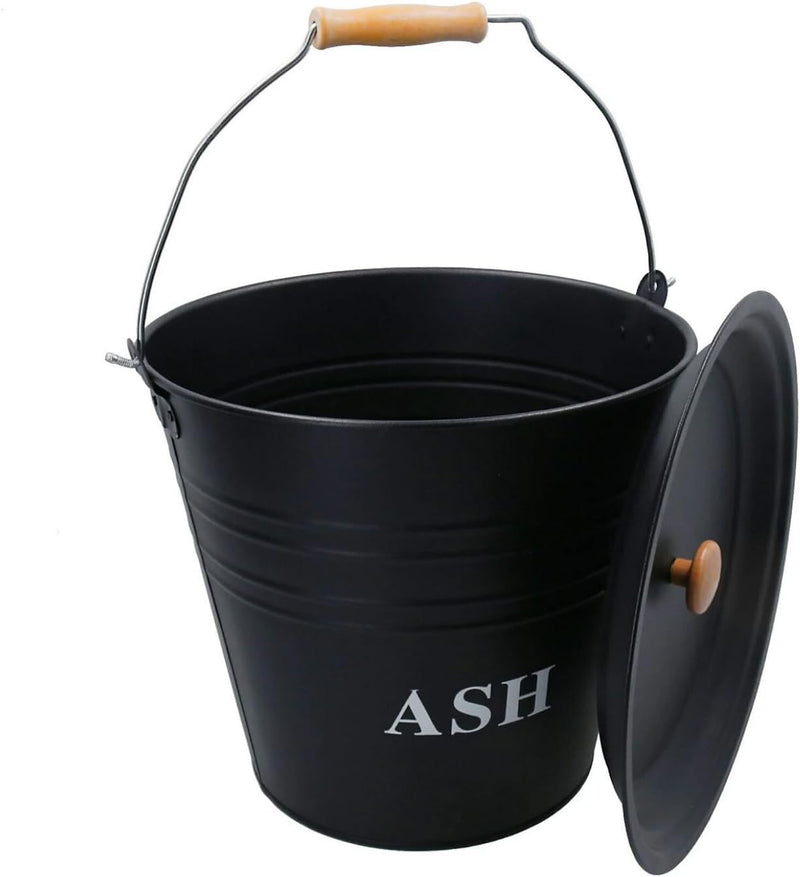 12L Fireside Metal Ash Bucket With Lid